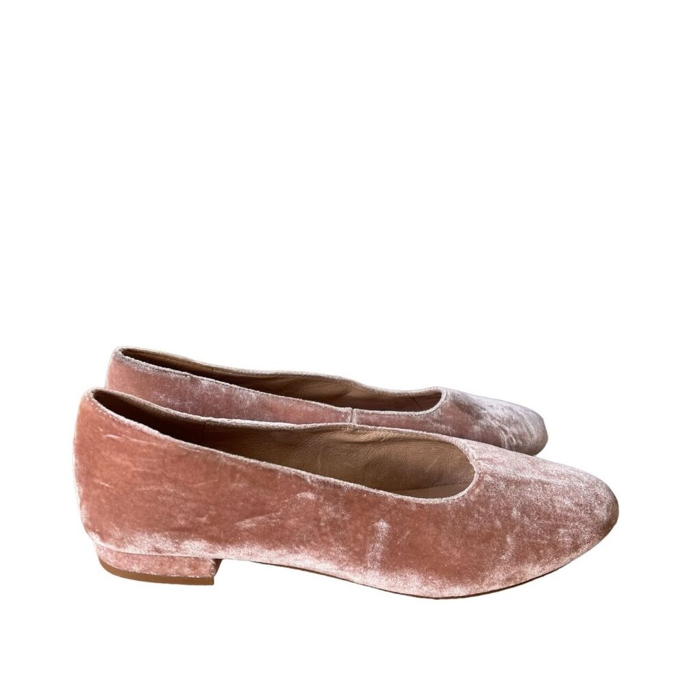 NEW! Madewell 8 The Leia Ballet Flats Blush Velvet Round Toe Slip On Shoes Pink